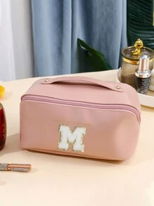 1 túi đựng đồ trang điểm PU dung tích lớn, túi đựng mỹ phẩm, túi đựng đồ vệ sinh cá nhân du lịch di động đựng cọ trang điểm, phấn mắt, son môi, chăm sóc da, bàn chải đánh răng, xà phòng, lược chải tóc, đồ trang sức, đồ điện tử nhỏ - Hồng - Xem 24