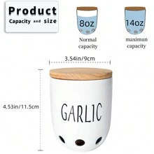 1 Peça Caixa de Armazenamento de Alho, Caixa de Armazenamento de Alho de Cerâmica, Recipiente de Armazenamento de Alho para Bancada, Jarra de Alho de Cerâmica com Tampa de Bambu, Tigela de Armazenamento de Legumes para Bancada, Lata de Armazenamento de Alho com Ventilação, Decoração de Cozinha Estilo Rústico, Utensílios de Cozinha