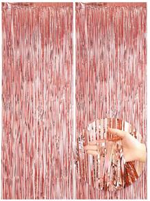 2 Stücke - 1*2m Metallic Folien Fransen Vorhang, Hintergrund Schimmer Quasten Vorhang für Hintergrundwand, Schwarz, Weiß, Gold, Silber, Rot, Pink, Grün, Roségold, Lila, Blau Quaste Vorhang geeignet für Neujahr, Geburtstag, Valentinstag, Hochzeit, Verlobung, Party Hintergrund, Abschluss, Halloween, Junggesellinnenabschied, Jubiläumsdekoration, Erwachsene Satin transparenter Vorhang