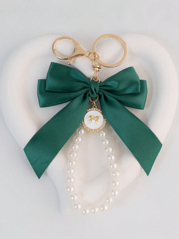 Faux Pearl Bow Phone Strap Keychain Multi-Use Bag Pendant Bows Valentines
