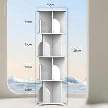 OYAJIA Rotating Bookshelf, Small Corner Bookshelf For Small Space, 360 Display 4 Tier Floor Standing Bookcase Storage Rack, Wood Narrow Book Shelf Organizer For Bedroom, Living Room, White - White - View 11