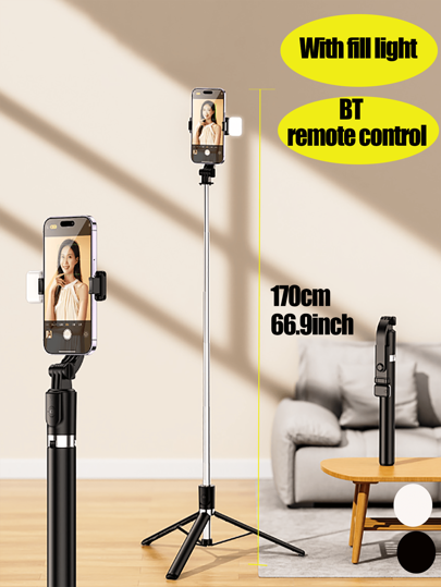 1pc 1700mm Selfie Stick Wireless Selfie Stick Phone Tripod Extendable Stand Foldable Monopod For Smartphones Balance Steady Shooting Live, Selfie Stick With Remote Compatible With IPhone Android Phone Mobile Phone Suitable For Live Streaming