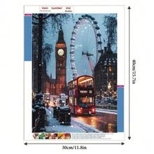DIY 5D Diamond Painting Kit - Winter London Big Ben & Ferris Wheel Scene, Full Drill Round Diamond Painting Art Suitable For Beginners, Best Craft Gift And Home Decor - Multicolor - View 12