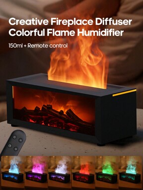 kinscoter 1 szt. USB 150 ml Kreatywny dyfuzor zapachowy do kominka Ultradźwiękowy nawilżacz płomienia Dyfuzor aromaterapeutyczny Bonfire z olejkiem eterycznym z oświetleniem LED i pilotem do domu, biura, prezentów świątecznych i urodzinowych