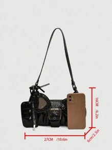 Dedoo 2024年热门美亚德风格复古热辣女孩Y2K豹纹单肩包圣诞礼物 - 黑色 - 查看 7