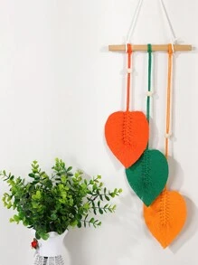 1pc Nordic Style Handwoven Colorful Leaves Hanging Decor, Simple Minimalist Boho Style Wall Tapestry For Bedroom, Living Room, Holiday Home