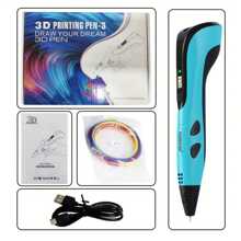 1 caneta de solda 3D, caneta de impressão 3D, caneta multifuncional, caneta de grafite 3D, ferramenta criativa DIY rápida e quente tipo C, adequada para alunos usarem tela LCD, incluindo filamento PLA de 393,7 polegadas, presente de aniversário (cor do fio aleatória, alguns estilos/posições/cores aleatórios) (Observação: sem cabeça de carregamento USB)