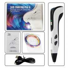 1 caneta de solda 3D, caneta de impressão 3D, caneta multifuncional, caneta de grafite 3D, ferramenta criativa DIY rápida e quente tipo C, adequada para alunos usarem tela LCD, incluindo filamento PLA de 393,7 polegadas, presente de aniversário (cor do fio aleatória, alguns estilos/posições/cores aleatórios) (Observação: sem cabeça de carregamento USB)