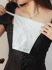 1pc Ladies' Rhombic Double Lace Breathable Fashion Bra False Collar, Suitable For Daily Wear Accessory
