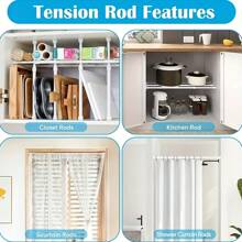 FEPK 1pc Multi-Function Expandable Rod, No-Drill Tension Curtain Rod, Fits For Windows, Bathroom, Cabinet, Kitchen,Women Valentine Gift Birthday Boyfriend Girlfriend Home Bathroom Decor Fall Decor Bathroom Accessories Back To School - Multicolor - View 11