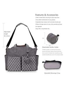 Sac fourre-tout imprimé de motifs géométriques avec poche pour sucette, sac de maternité portable pour l'épaule pour maman et bébé, pour les voyages et les sorties