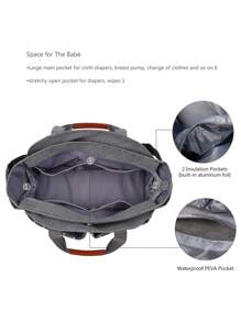 Sac fourre-tout imprimé de motifs géométriques avec poche pour sucette, sac de maternité portable pour l'épaule pour maman et bébé, pour les voyages et les sorties
