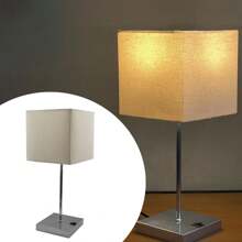 Table Lamp Bedside Lamp Bedroom Brushed Base With Dome Cotton Fabric Bivolt Socket E27 - 米色 - 查看 2