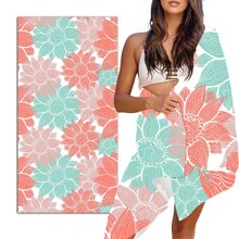 1 件沙滩巾，花卉图案超大超细纤维沙滩巾，产品尺寸：23.62 * 47.24 英寸 / 29.53 * 59.05 英寸 / 31.49 * 62.99 英寸 / 35 * 43 * 70.86 英寸适合成人和青少年，速干轻质柔软泳池毛巾浴巾，适合旅行、游泳、露营 - 浴室毛巾所有场景，女性情人节礼物生日男朋友女朋友