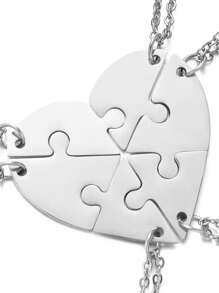 3pcs/4pcs/5pcs/6pcs/7pcs/Set Fashion Gold Plating Stainless Steel Customized Laser Name Letter Puzzled Heart Pendant Necklace For Friend For Family,Gold,Stylish,Colorful,Vintage,Hipster,Simple,Y2k,2000s Fashion,Custom,Personalized,Unique,Ideal Gifts For Him,Ideal Gifts For Her,Her,Boyfriend,Girlfriend,Dad,Mom,Family,Friends,For Anniversaries,For Birthdays,For Graduation,For Prom,For Party,Jewelry Women