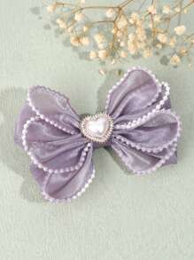 1 件装幼儿女孩蝴蝶结发夹，甜心水钻装饰蝴蝶结，精致仿珍珠边发夹，薄纱网状鳄鱼夹，适合儿童青少年的完美礼物，适合日常生活 - 彩色 - 查看 3