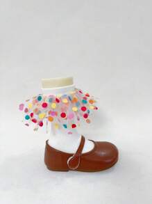 Girls' Colorful Polka Dot Lace Trim Crew Socks, Sweet & Versatile, Soft & Comfortable, Suitable For All Seasons - White - View 5