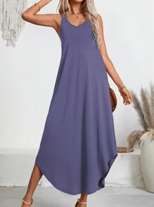 Women's Sleeveless Dress, Casual Beach Bohemian Style Long Dress, Easter Sundress 2025 - Mauve Purple - View 4