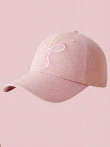 1 Pc Sweet Bowknot Embroidery Baseball Hat For Girl Solid Color Girl Peaked Cap Outdoor Soft Snapback Sun Visors Hat - Multicolor - View 4