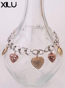 1 件心形小盒串珠手链，带多个元素，适合女士 - heart locket charm - 查看 18