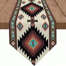 1 Pc Boho Table Runner Southwestern Geometric Brown Dining Room Table Runners Fit Rectange And Round Table Runner Celebrate Birthday Party Table Decor - Multicolor - View 8
