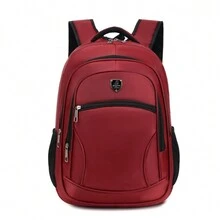 Large Capacity Men's Backpack USB Rechargeable Backpack Business Computer Bag Leisure Backpack High School Student Backpack - Red - View 1