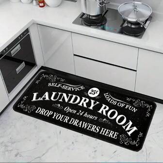 1 件字母印花地毯，防滑防油地垫，柔软吸水，适用于厨房、客厅、卧室、阳台房间装饰