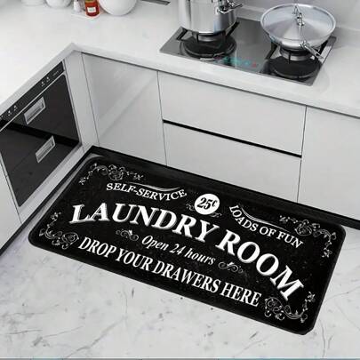 1 件字母印花地毯，防滑防油地垫，柔软吸水，适用于厨房、客厅、卧室、阳台房间装饰