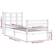 vidaXL Bedframe met hoofdbord massief hout wit