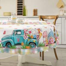 1pc, Happy Easter Tablecloth, Pink Plaid Table Cloth, Bunny, Truck,Tulip, Easter Eggs, Floral Tablecloth, Round Tablecloth, Rectangular Tablecloth, Easy Clean, Home Decor, Perfect For Kitchen, Living Room & Outdoor Party