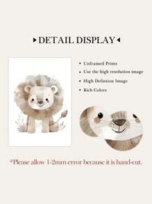 3 Pieces Animals Painting Posters Giraffe Hanging Paintings Lion Hanging Picture Elephant Wall Print Cartoon Art Cute Wall Mural Nordic Wall Arts Kids Room Wall Decor No Frame Gifts Birthday Graduation