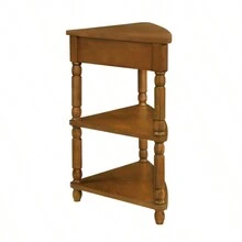 Corner Table For Small Spaces, Triangular Side Table TV Stand With Small Drawer And Storage Shelf With Solid Wood Legs 3-Tier End Corner Table, Easy To Assemble (33.8 In.)