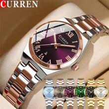 Curren CURREN Fashion Women Watch Top Brand Luxury Lady Girl Classic Wristwatch Stainless Steel Bracelet Strap Simple Original Waterproof Elegant Female Clock Gift 9095