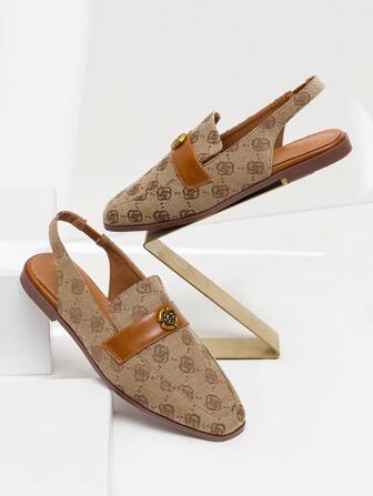 여성용 백리스 로퍼 슬립온 스퀘어 토 캐주얼 워크화