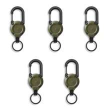Carabinero de carrete retráctil de alta resistencia, hebilla de cuerda de acero fuerte, anillo de llave de resorte, accesorio deportivo al aire libre, herramienta de llavero - Verde - Ver 10