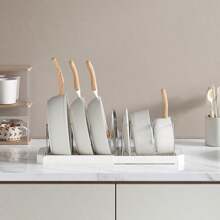 1 pièce Étagère de rangement de cuisine réglable, convient pour les couvercles de casserole, les ustensiles, les ustensiles de cuisine, peut être placée sur le comptoir ou dans un tiroir, rack de rangement multifonctionnel et économe en espace