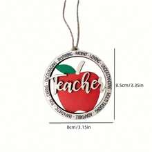 Exquisites und charmantes zweistöckiges Holzapfel-Lehrerschmuckstück in Rot - geeignet als Baumschmuck, Autoschmuck, Rucksackschmuck und Feiertagsdekoration, perfekt für Thanksgiving und Abschluss, das beste Geschenk für einen geliebten Lehrer