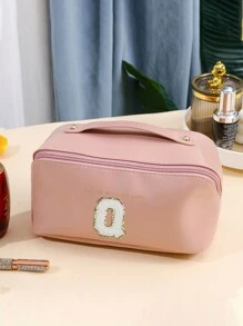 1 túi đựng đồ trang điểm PU dung tích lớn, túi đựng mỹ phẩm, túi đựng đồ vệ sinh cá nhân du lịch di động đựng cọ trang điểm, phấn mắt, son môi, chăm sóc da, bàn chải đánh răng, xà phòng, lược chải tóc, đồ trang sức, đồ điện tử nhỏ - Hồng - Xem 38