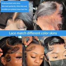 13x6 Bone Straight Lace Front Wigs Human Hair HD Transparent Lace Frontal Human Hair Wigs For Women Human Hair Pre Plucked Natural Color 200% Density - 自然色&黑色系 - 查看 10