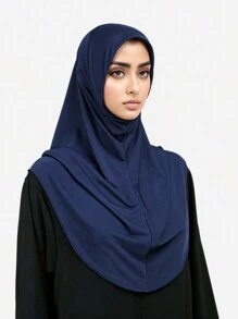 1 pieza Hiyab musulmán de mujer a rayas con strass, pañuelo de cabeza versátil y casual, apto para vacaciones, uso diario y compras