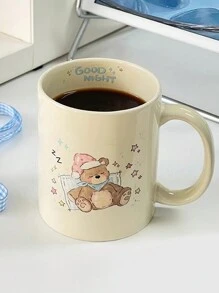 Cute Bear, Bow, Ditsy Floral Ceramic Mug, Couples Coffee Cup, High-Quality Porcelain Milk Cup, Niche Design Dachshund Water Cup - Multicolor - View 9