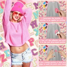 1/26 件雪尼尔 A-Z 金边字母刺绣补丁，自粘，适用于化妆包、零钱包、牛仔裤、服装等。 - 彩色 - 查看 8