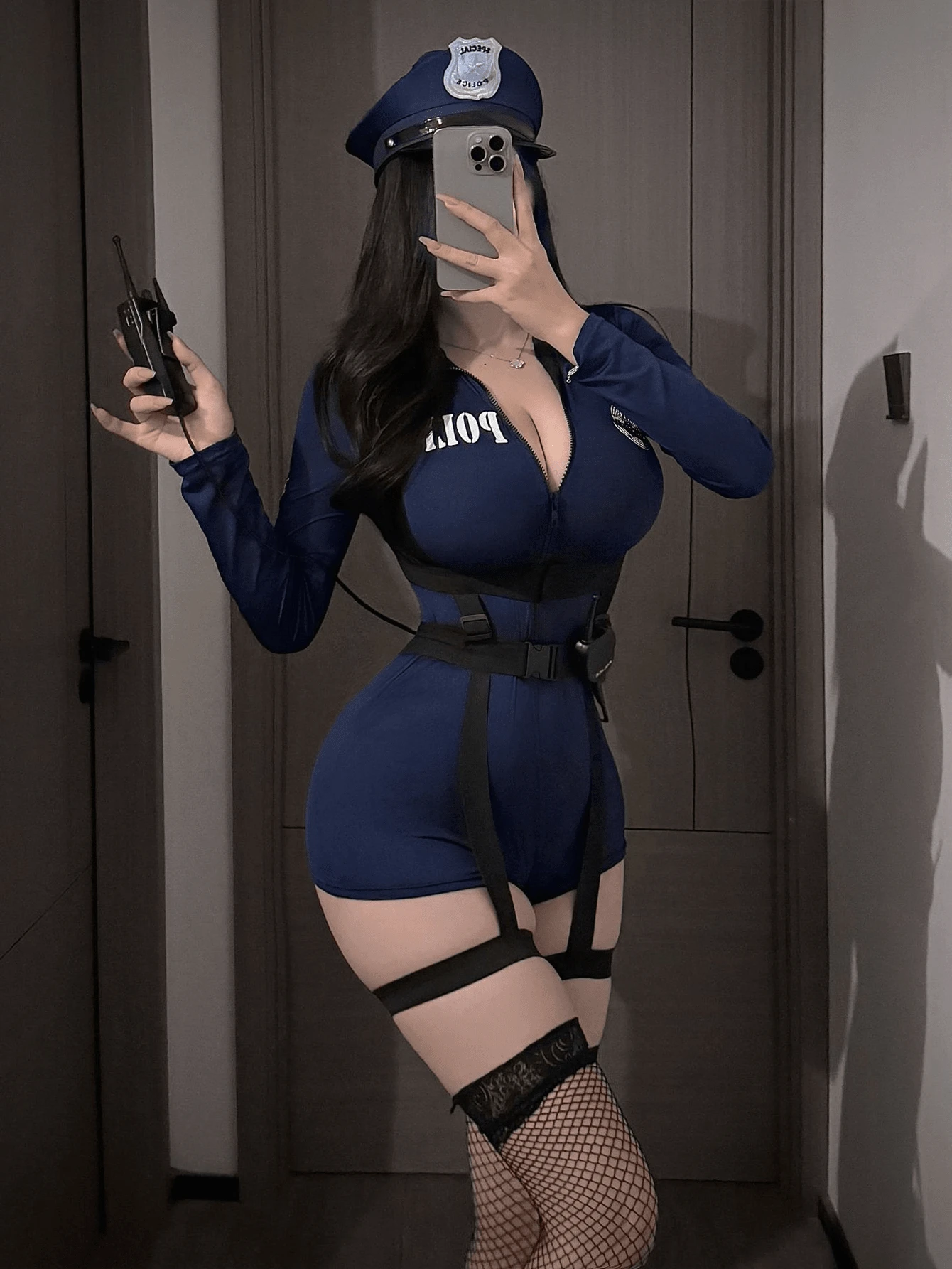 1 Set Disfraz de uniforme de policía femenino para juego de roles, disfraz sexy de estilo azafata al estilo europeo y americano, traje de vestir de jefa secretaria