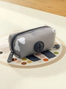 Porta sacchetti per deiezioni canine per guinzaglio, dispenser di sacchetti per rifiuti dei cani in tessuto morbido, porta sacchetti igienici per cuccioli, piccola borsa con cerniera per cani