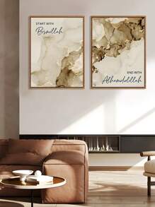2 件现代金色大理石纹理、流动图案字体引文艺术帆布海报油画、伊斯兰壁画、卧室壁画、客厅壁画、餐厅壁画、厨房壁画、书房壁画、走廊壁画、宿舍壁画、送给朋友的理想礼物、壁画、墙壁装饰、家居装饰、房间装饰帆布画、海报、无框 ﻿ ﻿ ﻿ 节日装饰礼物生日毕业 - 彩色 - 查看 1