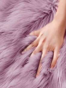 1pc Solid Fuzzy Round Rug ,Room Decor