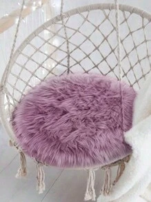 1pc Solid Fuzzy Round Rug ,Room Decor