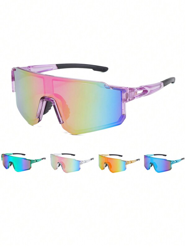 1/2pcs Unisex Fashion Transparent Frame Colorful Cycling Glasses Outdoor Sports Bicycle Goggles