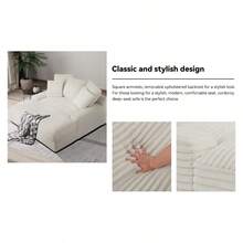 Modern Double Sleeper Sofa Comfortable Cloud Couch Soft Fluffy Corduroy Upholstery With Square Armrests For Living Room Bedroom BEIGE - Nhiều màu - Xem 10
