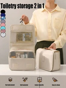 1pc Multifunctional Cosmetic Organizer Bag, Waterproof Travel Toiletry Bag, Hanging Bathroom Storage Bag, Makeup Brush Holder, Accessory Case, Suitable For Cosmetics, Electronics, Clothes, Shoes, Skincare Products Summer Travel, Vacation Home Bathroom Decor Holiday Makeup Organizer Bathroom Accessories Back To School